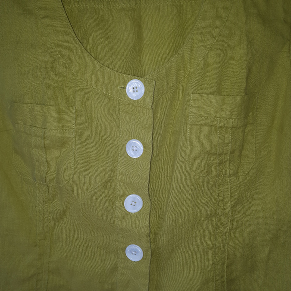 Paul Costelloe Chartreuse Linen Top Sz 8 - Picture 2 of 8